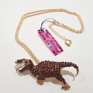 NWT Betsey Johnson T-Rex Dinosaur Necklace Brooch